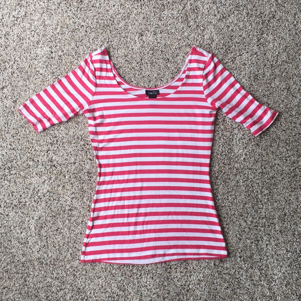Pink and white striped top